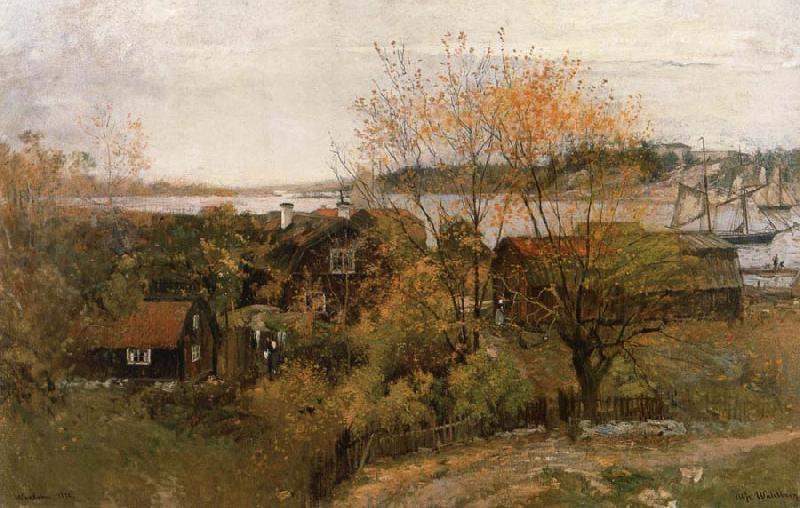 Alfred Wahlberg Landscape stamp Vaxholm oil painting image